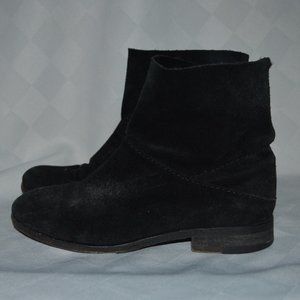 Sz 7.5 Eileen Fisher Black Suede Pull On Ankle Boots
